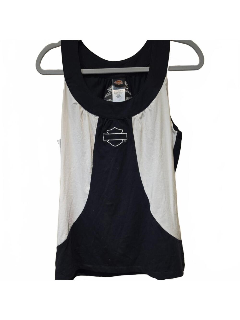 Harley-Davidson Motorclothes Sleeveless Tank Top Shirt Black/white size Large